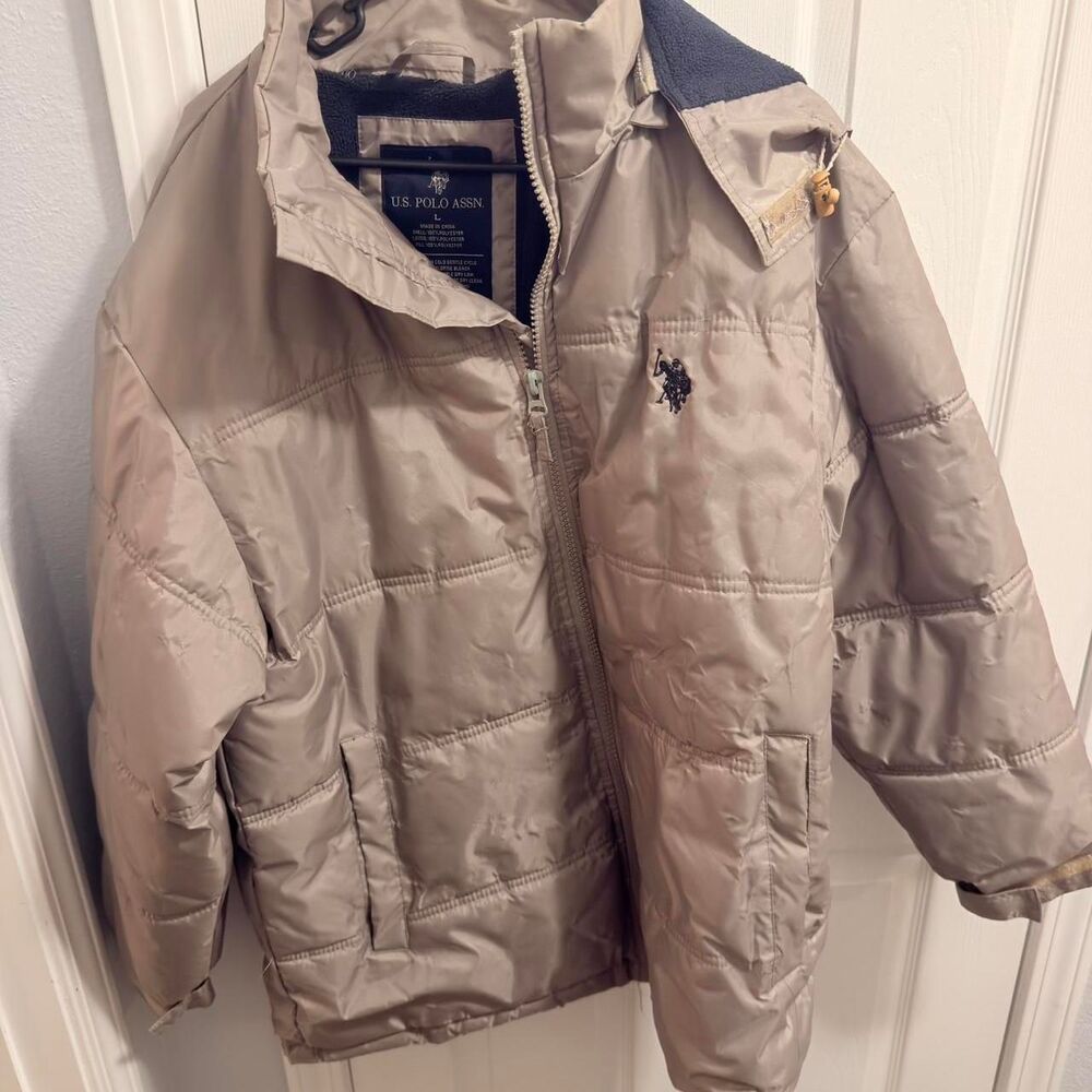 (2016-2020) U.S. Polo Assn. Hooded Puffer Jacket - Champagne/Khaki - L